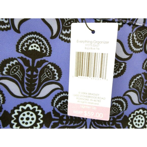Vera Bradley Baja Blue Lighten Up Everything Organizer NWT - Picture 4 of 4